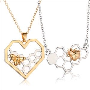 Heart bee necklace